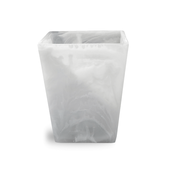 Nashi Home Resin Square Waste Basket, White Swirl - Charles Mayer