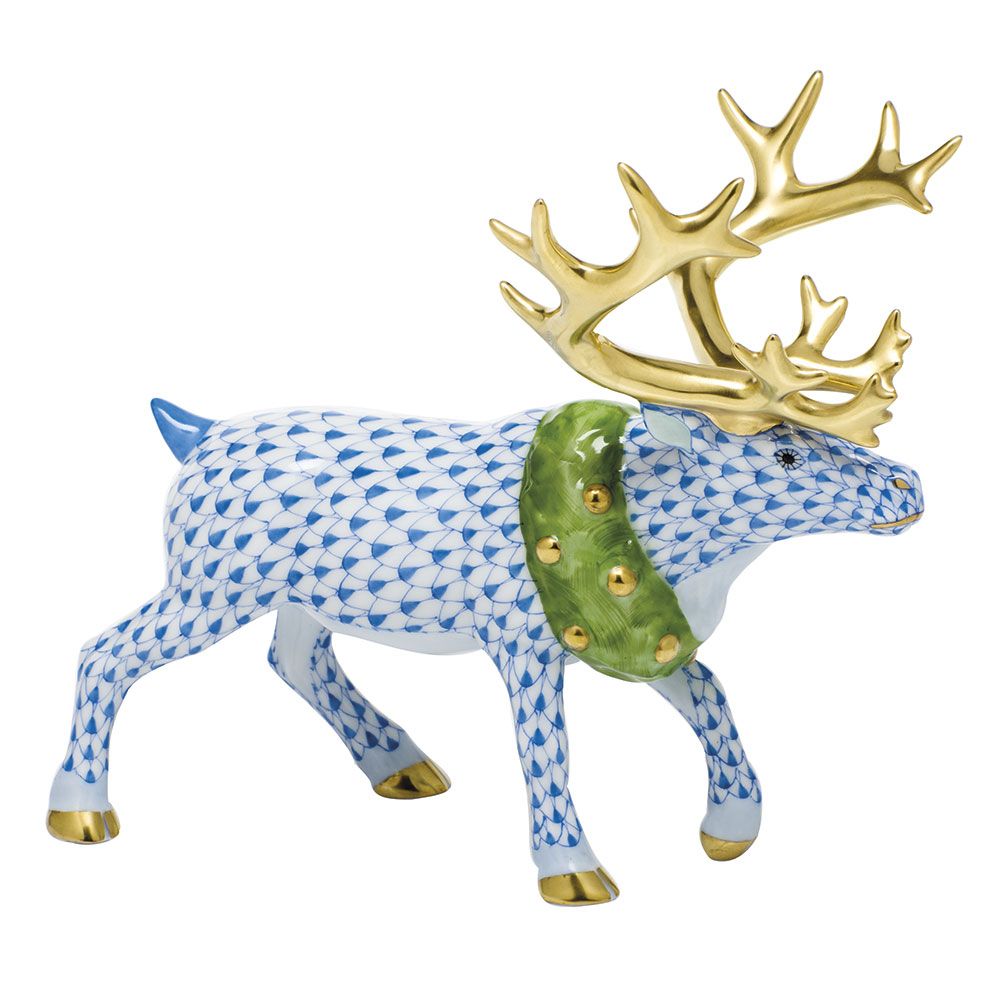 Herend Holiday Reindeer, Blue - Charles Mayer