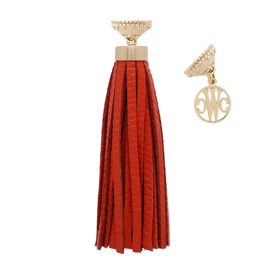 Clara Williams Baja Tangerine Leather Tassel - Charles Mayer