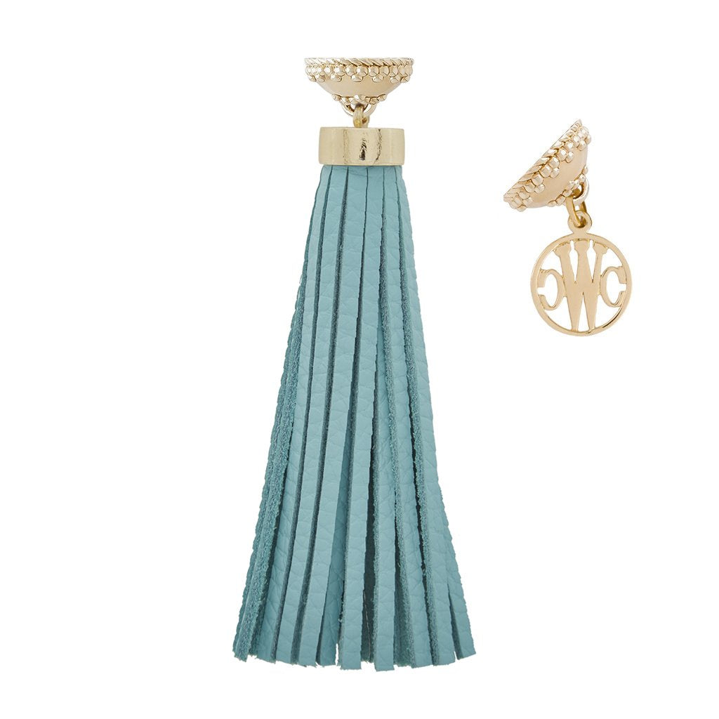 Clara Williams Baja Teal Leather Tassel - Charles Mayer