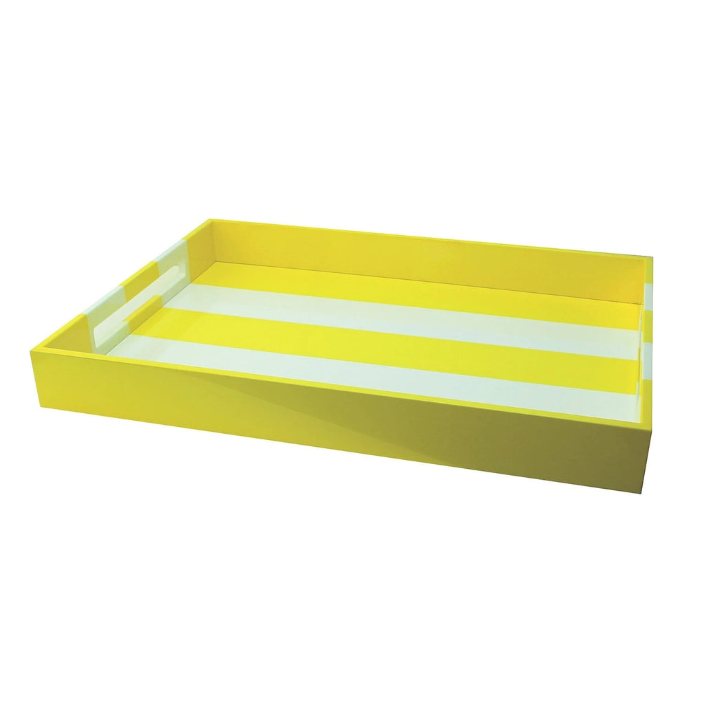 Addison Ross Yellow Striped Large Lacquered Tray - Charles Mayer