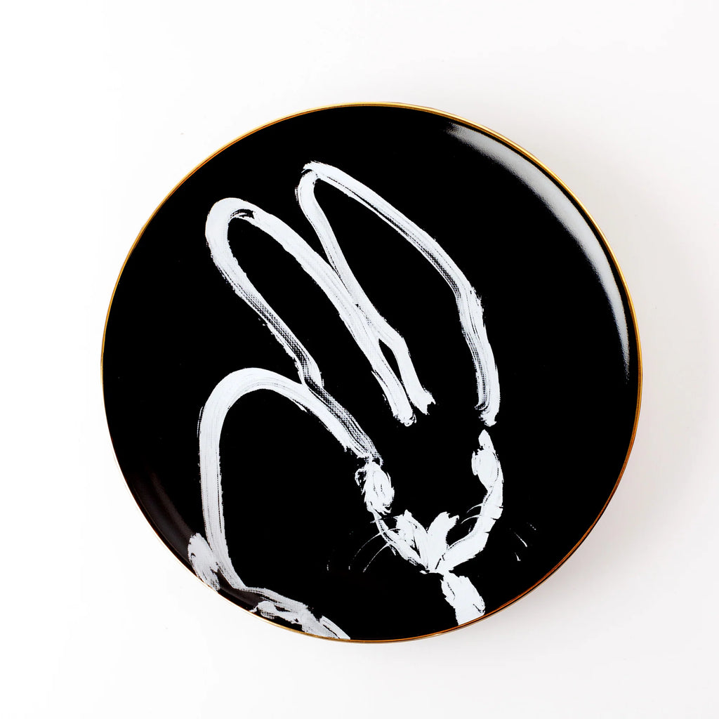 Hunt Slonem Hop Up Shop Black Rabbit Run Dinner Plate - Charles Mayer