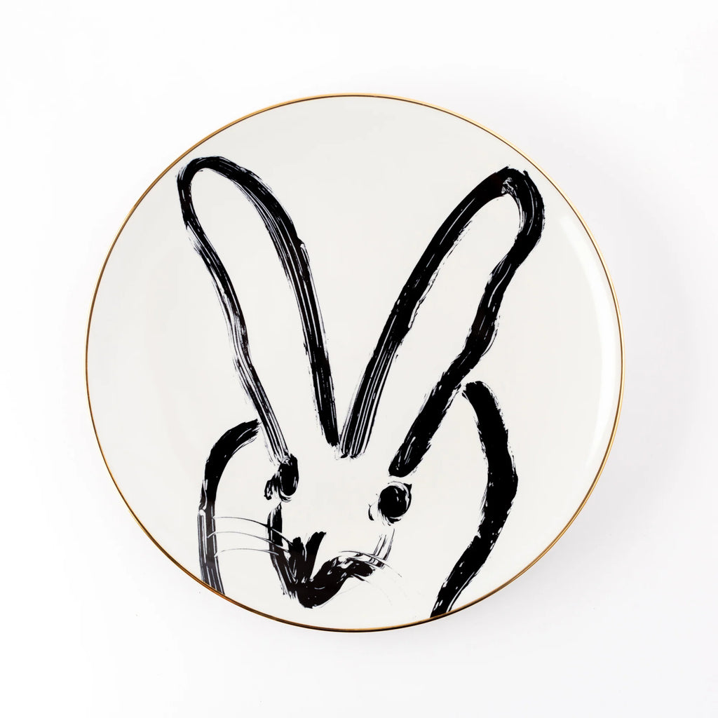 Hunt Slonem Hop Up Shop White Rabbit Run Dinner Plate - Charles Mayer