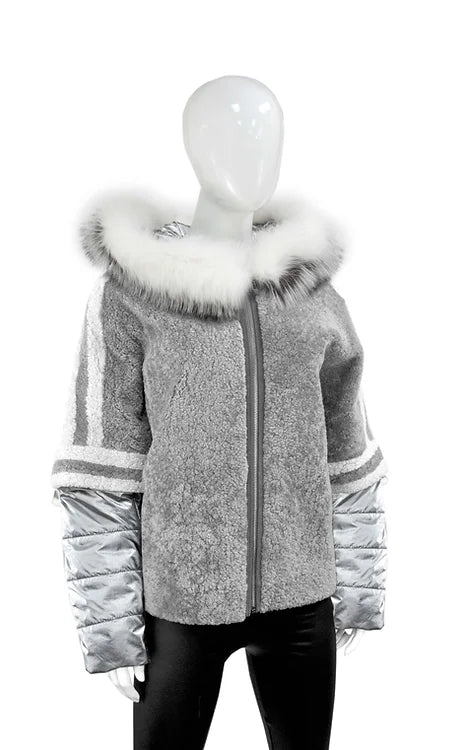 Mitchie's Matchings Silver Metallic Jacket With Fox Trim - Charles Mayer