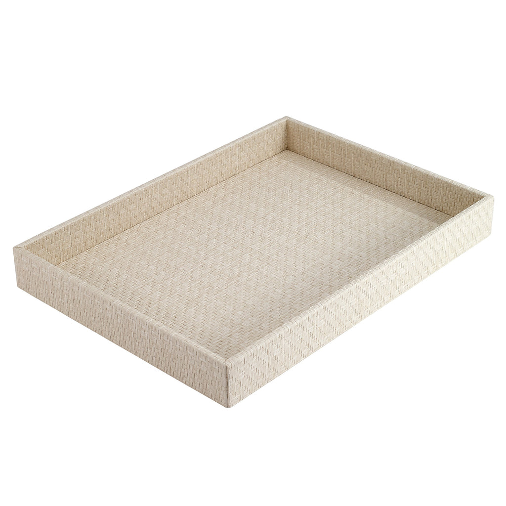 Bodrum Wicker Cream Rectangle Tray - Charles Mayer