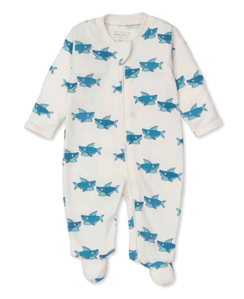 Kissy Kissy Cool Sharks Zip Footie - Charles Mayer