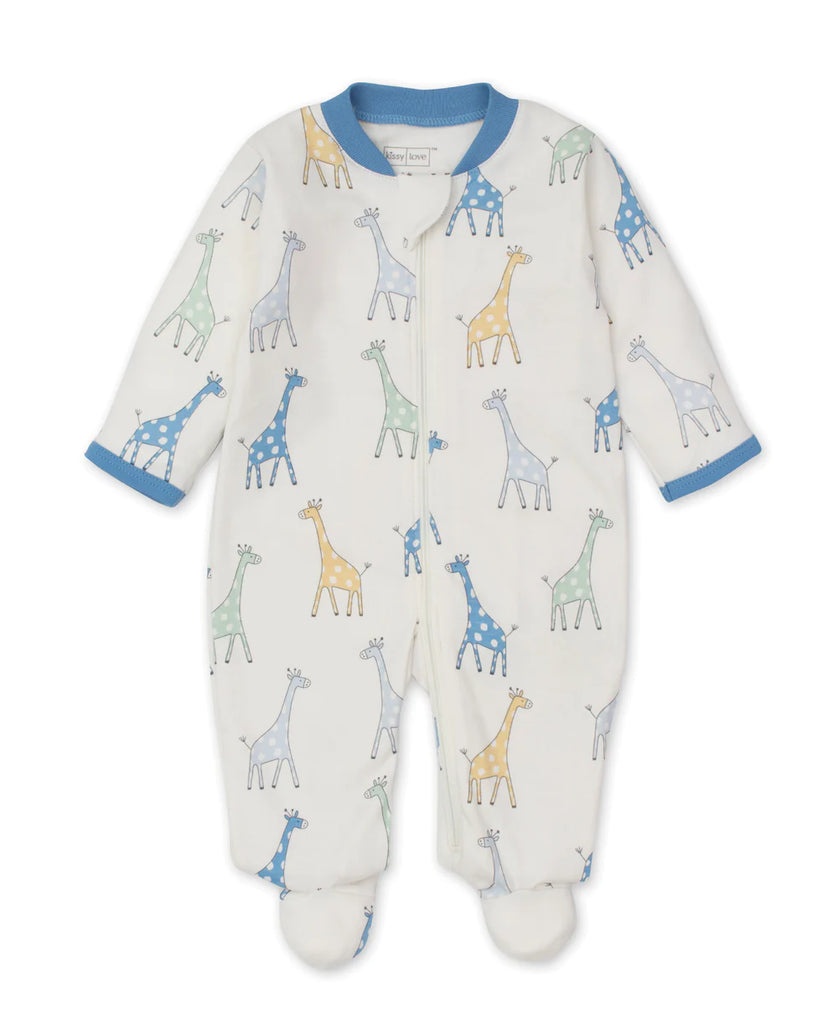 Kissy Kissy Blue Giraffe Friends Footie With Zipper - Charles Mayer