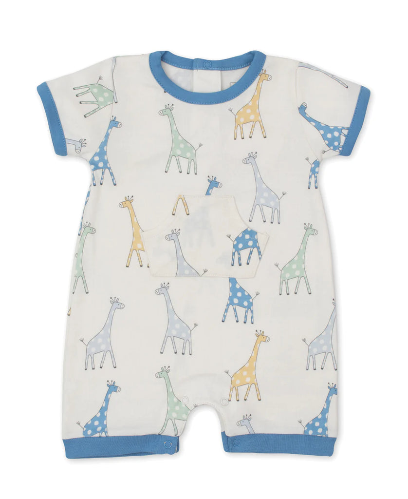 Kissy Kissy Blue Giraffe Friends Short Playsuit - Charles Mayer
