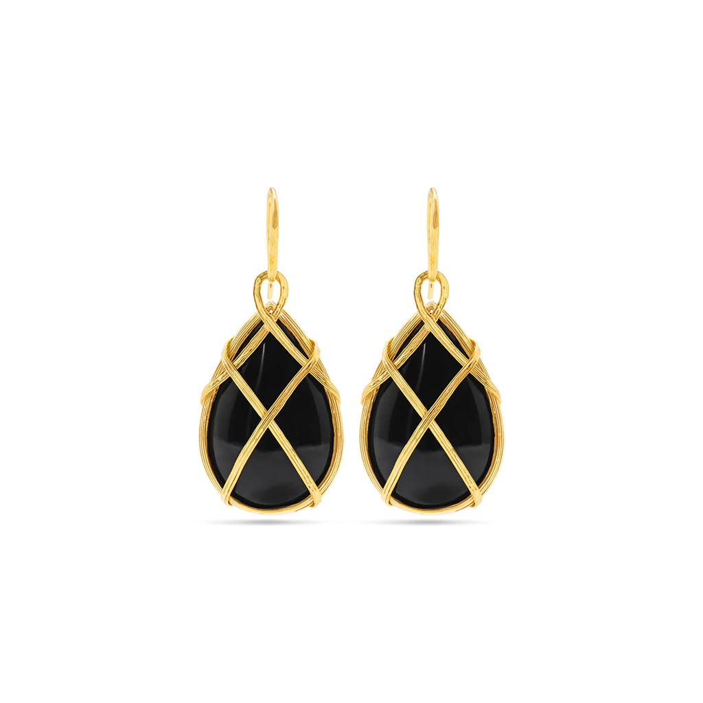 Capucine De Wulf Earth Goddess Drop Earrings in Black Resin/Gold - Charles Mayer
