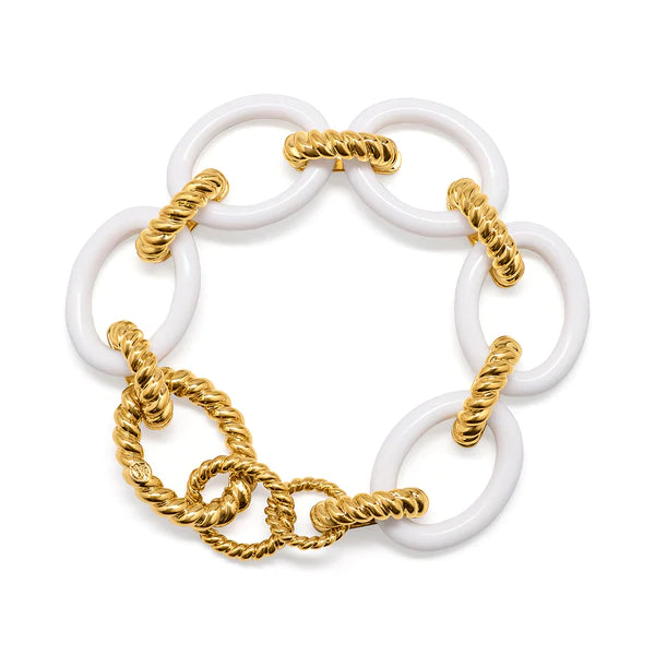 Capucine De Wulf Earth Goddess Link Bracelet In Resin White - Charles Mayer