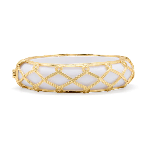 Capucine De Wulf Earth Goddess Hinged Bangle In Resin White - Charles Mayer