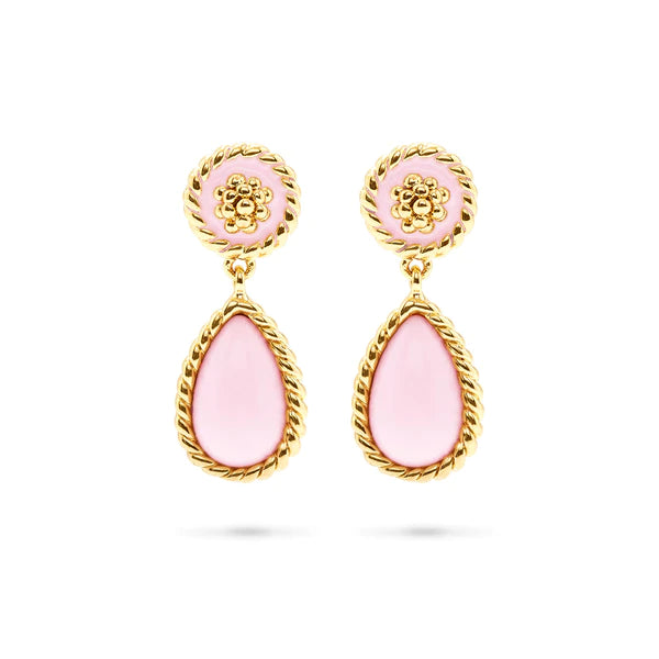 Capucine De Wulf Berry Petal Enamel Drop Earrings In Pastel Pink - Charles Mayer
