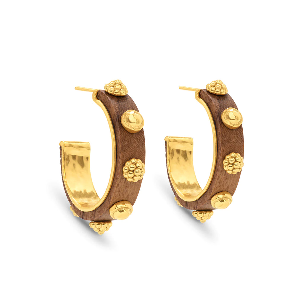 Capucine De Wulf Gaia Hoop Earrings In Hammered Gold & Teak - Charles Mayer