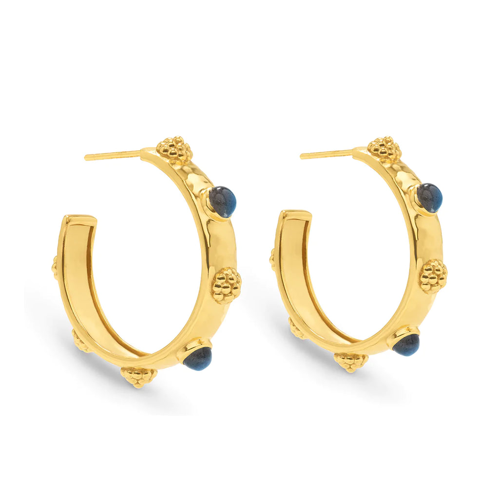 Capucine De Wulf Cleopatra Hoop Earrings In Hammered Gold With Blue Labradorite - Charles Mayer