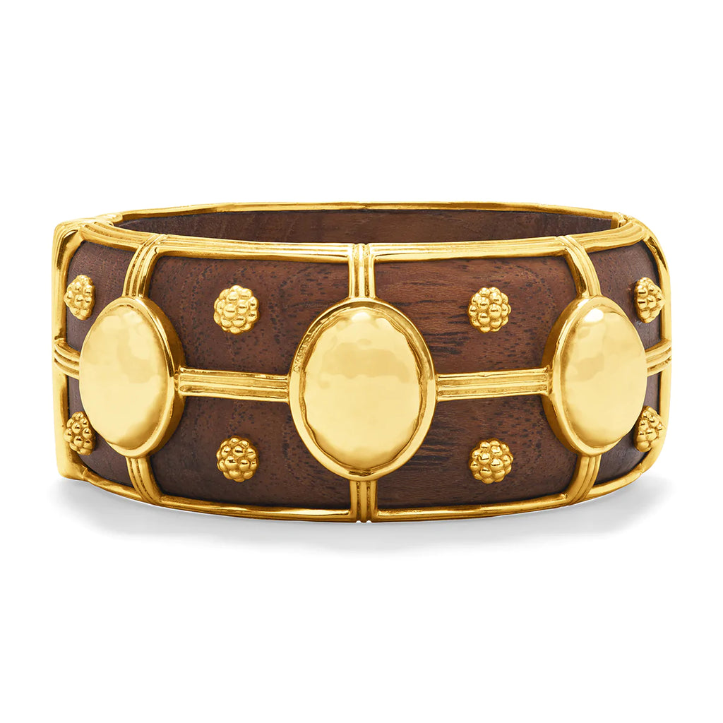 Capucine De Wulf Gaia Teak Grande Hinged Bangle In Hammered Gold - Charles Mayer