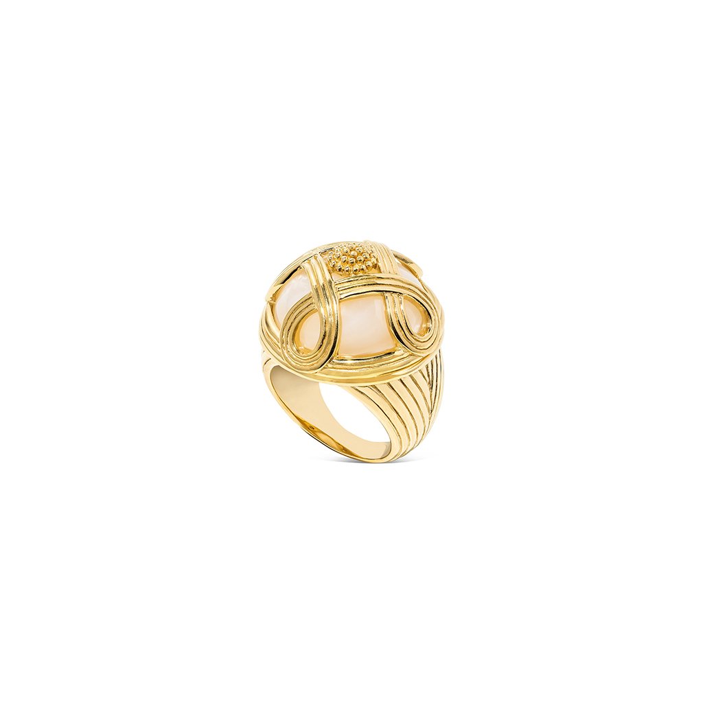 Capucine De Wulf Monique Mother Of Pearl Cocktail Ring, Size 7 - Charles Mayer