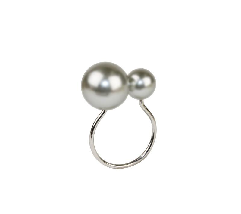 Kim Seybert Pearl Gray/Silver Napkin Ring - Charles Mayer