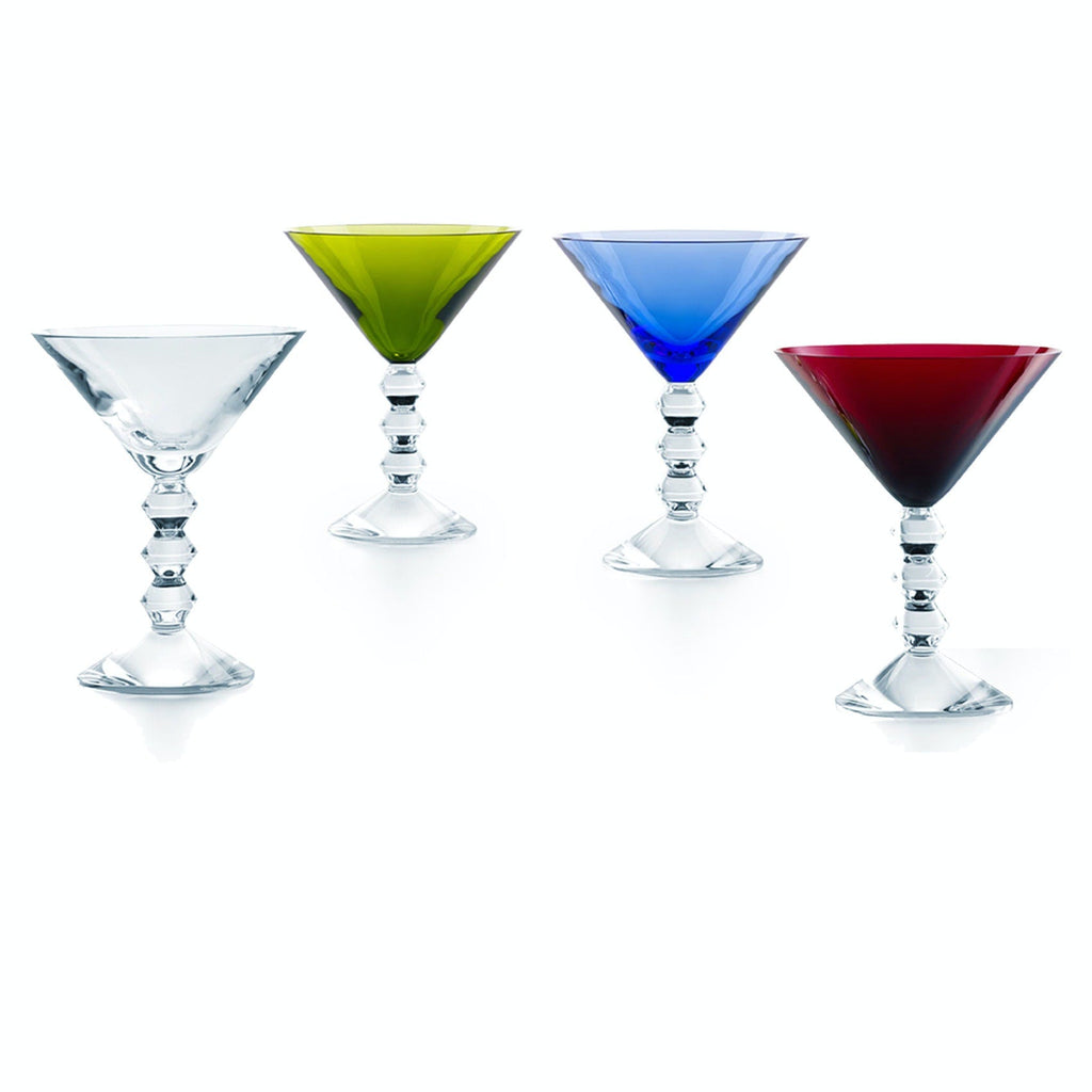 Vega Set of 4 Martini Glasses - Clear, Red, Blue, Green - Charles Mayer