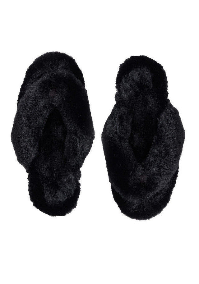 Fabulous Furs Black Fur Slipper - Charles Mayer