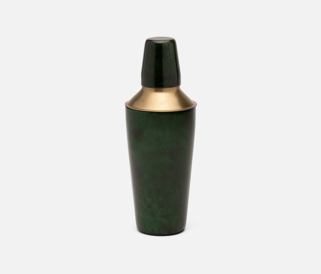 Blue Pheasant Nelson Vellum Leather Emerald Gloss Cocktail Shaker - Charles Mayer