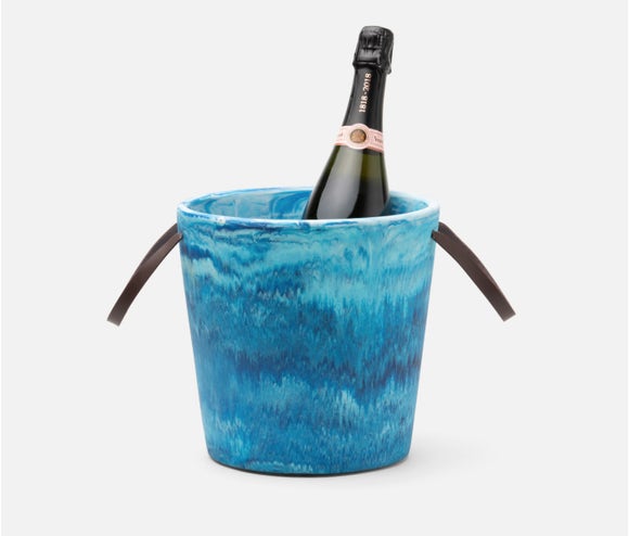 Blue Pheasant Wesley Blue Swirled Champagne Bucket - Charles Mayer