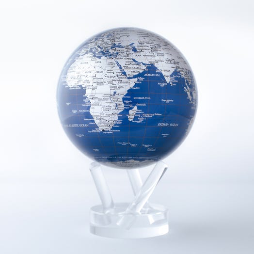 Mova Globes 4.5" Blue & Silver (with Acrylic Base) - Charles Mayer