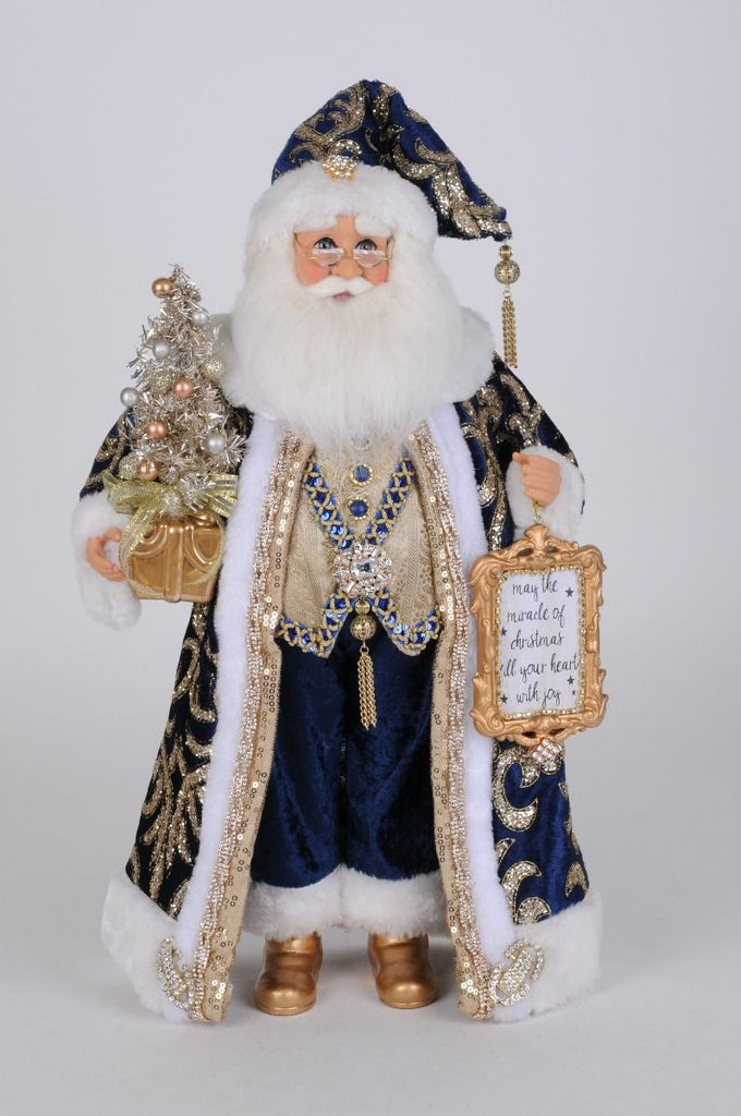 Karen Didion Lighted Midnight Blue Santa - Charles Mayer
