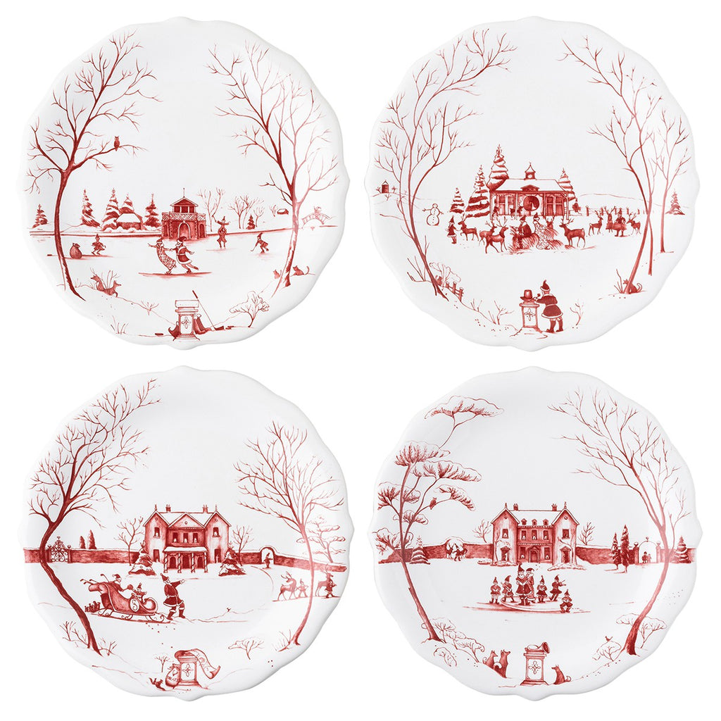 Juliska Winter Frolic Mr. & Mrs. Party Plate, Set Of 4 - Charles Mayer