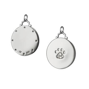 Monica Rich Kosann Sterling Silver Paw Print Disc W/White Sapphires - Charles Mayer