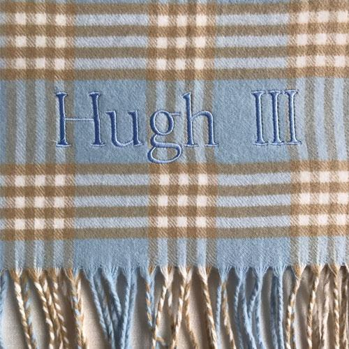 A Soft Idea Blue/Camel Plaid Receiving Blanket - Charles Mayer