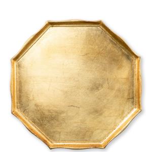 Vietri Florentine Wooden Gold Octagonal Tray - Charles Mayer