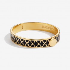 Halcyon Days Agama Black/Gold Hinged Bangle, 1cm - Charles Mayer
