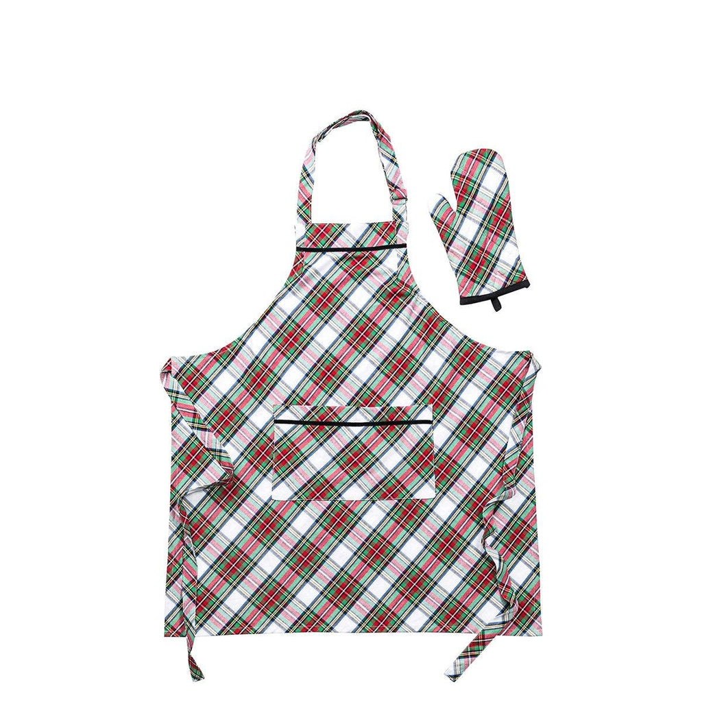 Juliska Stewart Tartan 2Pc. Adult Apron & Oven Mitt Set - Charles Mayer