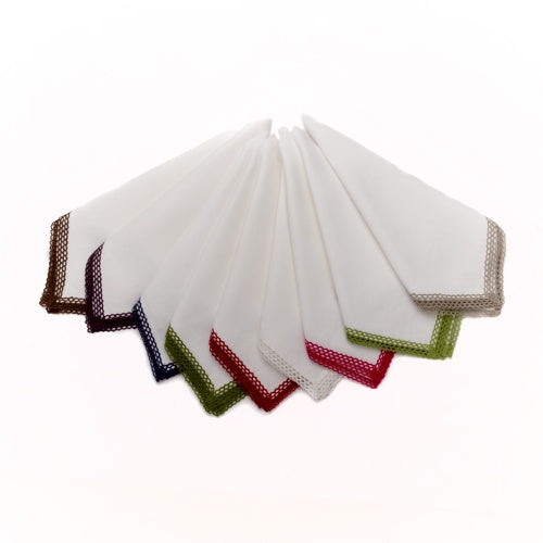 Deborah Rhodes White/White Lace Edge Napkin - Charles Mayer