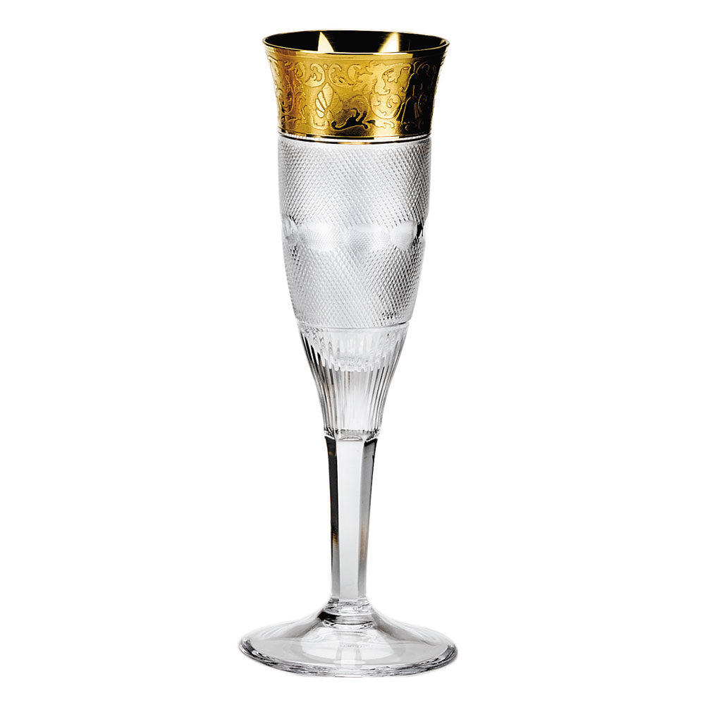 Moser Crystal Splendid Etched And Gilded Band Champagne Flute - Charles Mayer