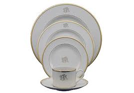 Pickard Ultra White Bread & Butter Plate, Black/Platinum, Monogrammed - Charles Mayer