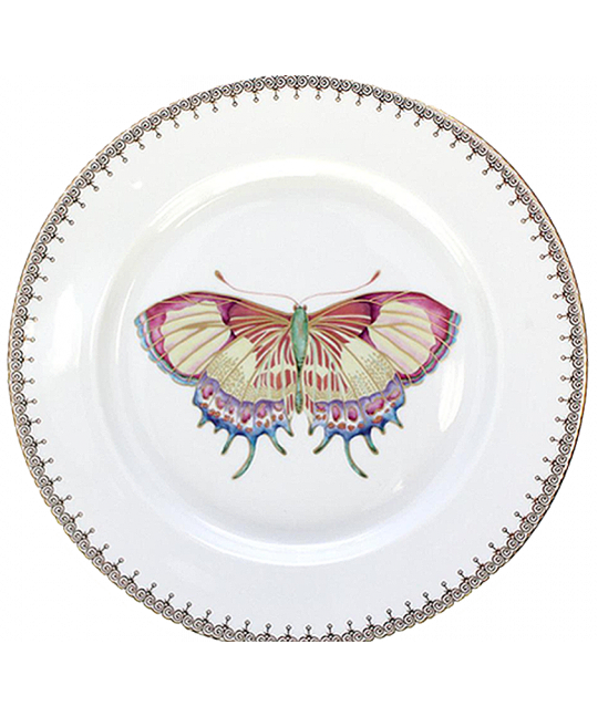 Mottahedeh Golden Teardrop Butterfly Dessert Plate - Charles Mayer