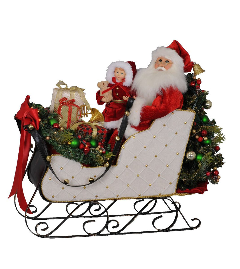 Karen Didion Lighted White Sled Santa - Charles Mayer
