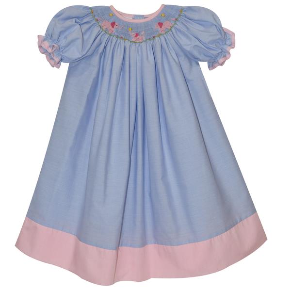 Vive La Fete Baby Elephants Smocked Dress - Charles Mayer