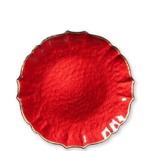 Vietri Pastel Glass Baroque Red Salad Plate - Charles Mayer