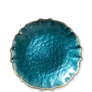 Vietri Pastel Glass Baroque Teal Salad Plate - Charles Mayer