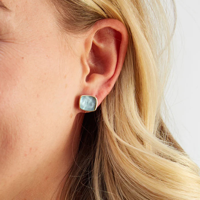 Clara Williams Italian Glass Aqua Sail Boat Earrings - Charles Mayer