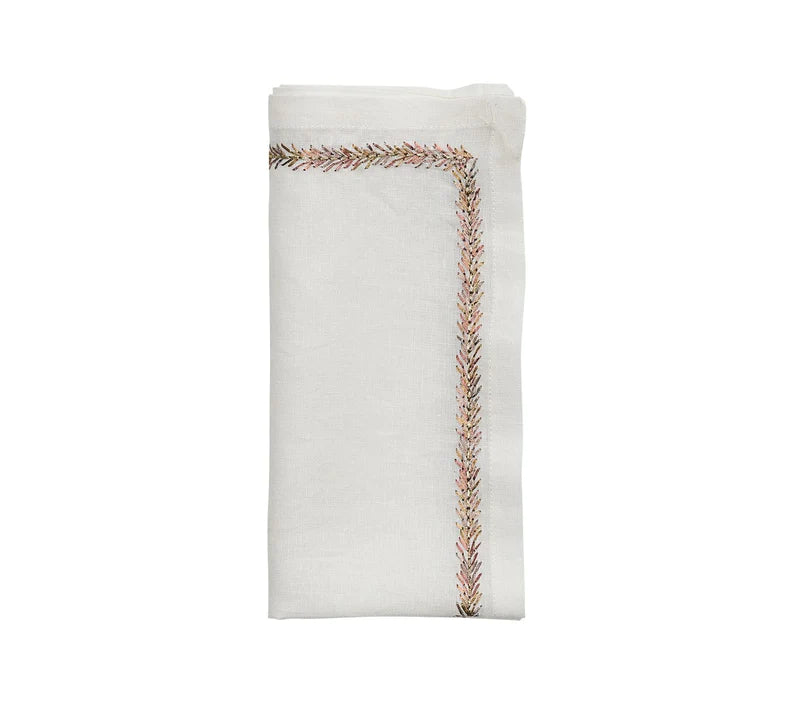 Kim Seybert Jardin White/Multi Napkin - Charles Mayer