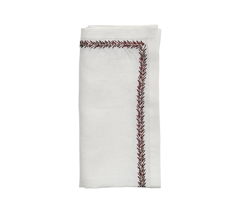 Kim Seybert Jardin White & Red Napkin - Charles Mayer